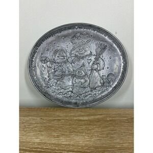 Carson Statesmetal Pewter Snowman Friendship Plate Pass It On Platter USA Made